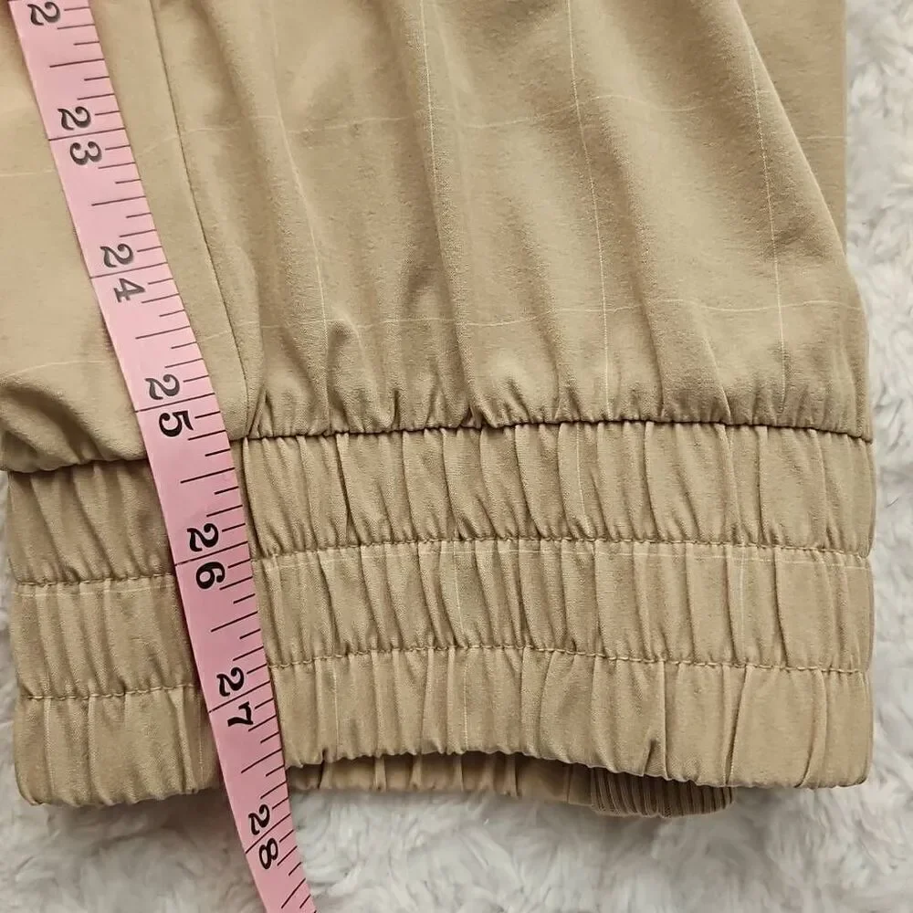 Athleta size 22 womens Brooklyn textured jogger lounge cream tan windowpane slit